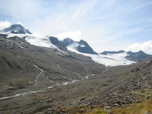 Blick auf die Gletscher rund um die Schne Aussicht Htte